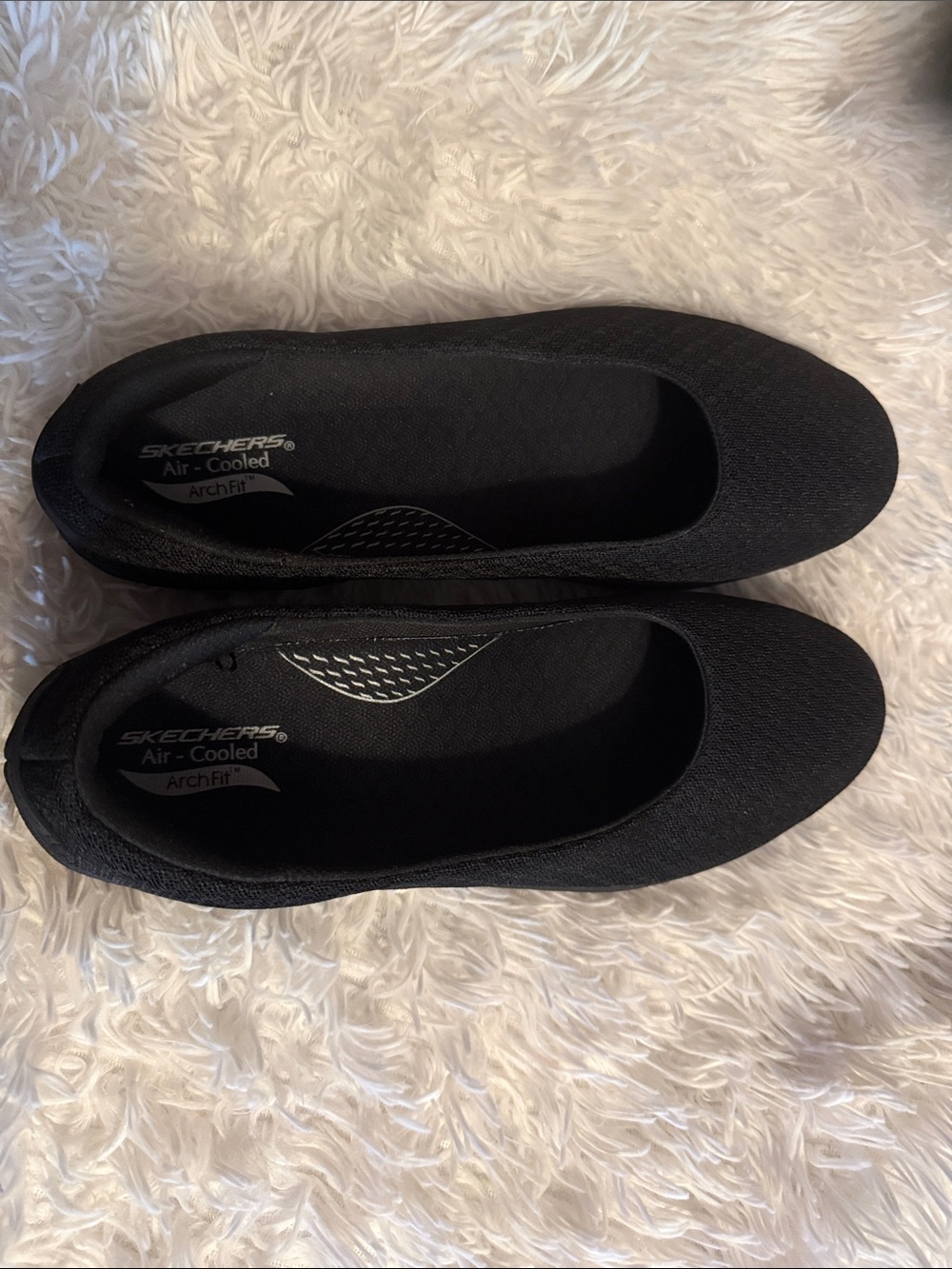 Skechers Black Knit Slip-On Ballet Flats with Arch-Fit Support